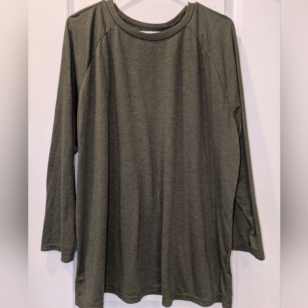 Emery Rose 3XL Olive Green Long Sleeve Top Plus Size Casual Tunic